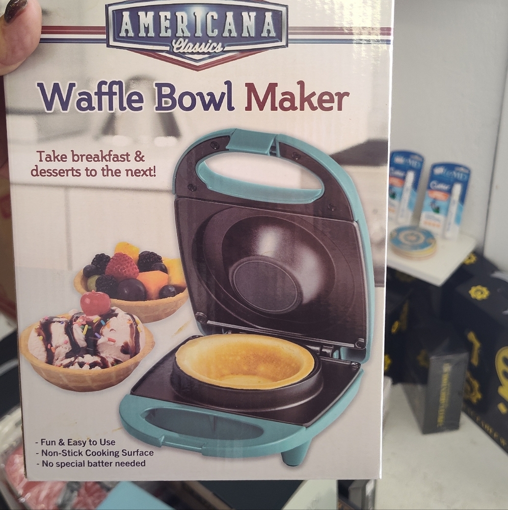 Teal Waffle Bowl Maker